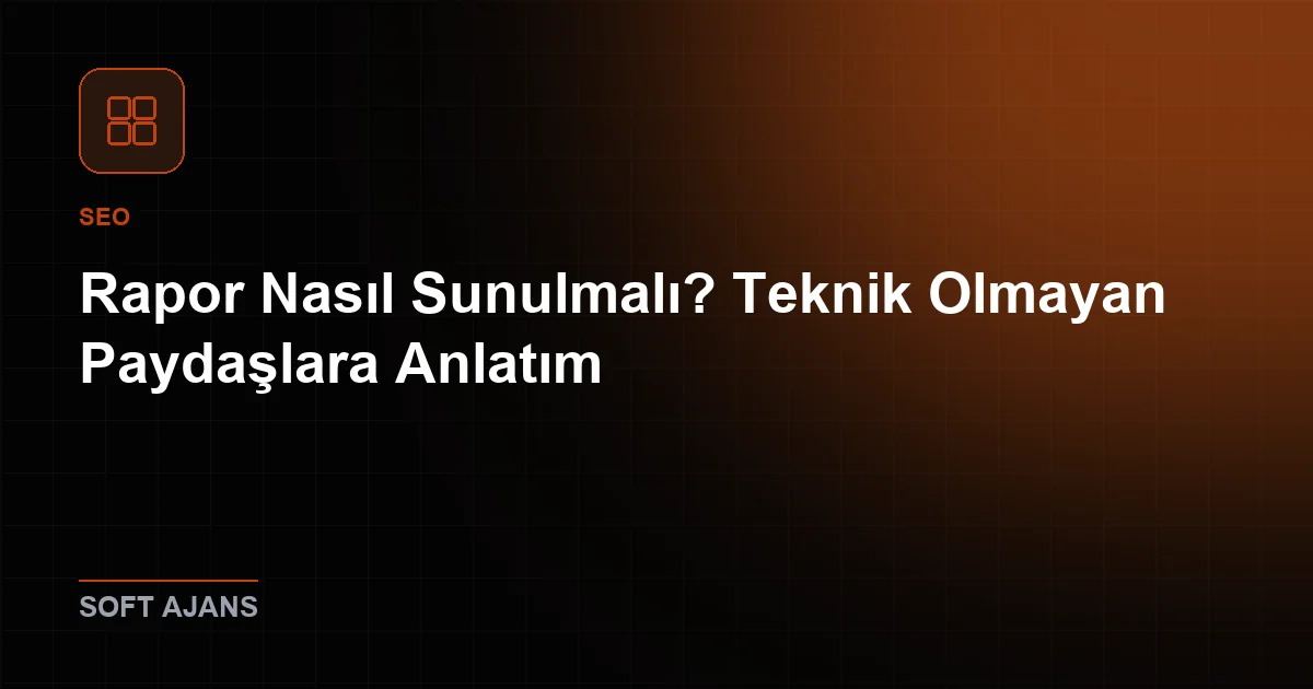Rapor Nasıl Sunulmalı? Teknik Olmayan Paydaşlara Anlatım